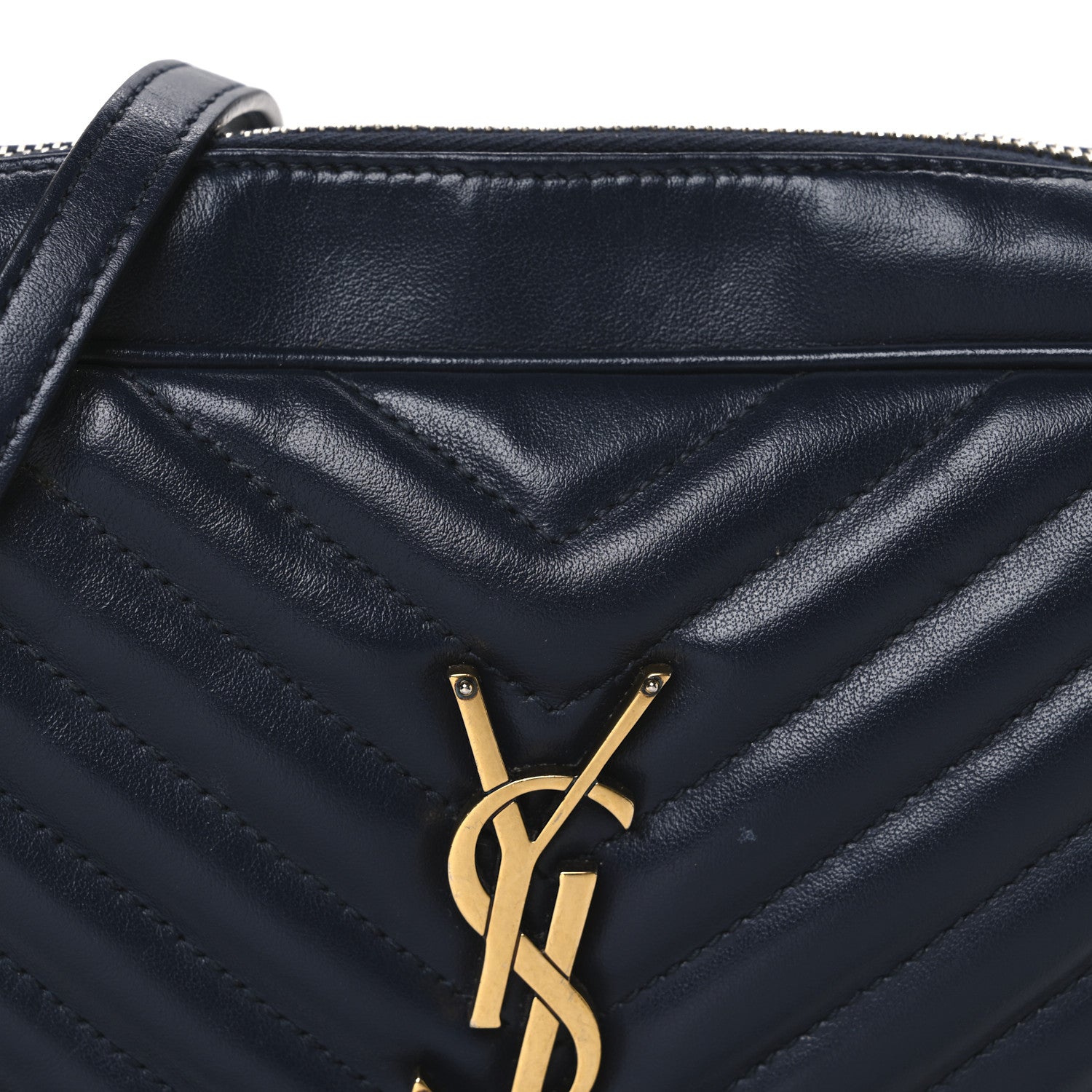 Saint Laurent Calfskin Matelasse Monogram Lou Camera Bag Deep Marine 8 of 12