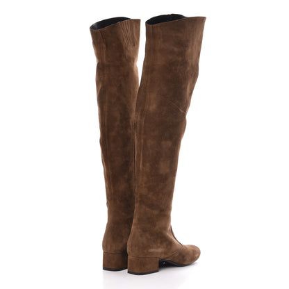 Saint Laurent Suede Babies 40 Over The Knee Boots 38 Brown 4 of 11