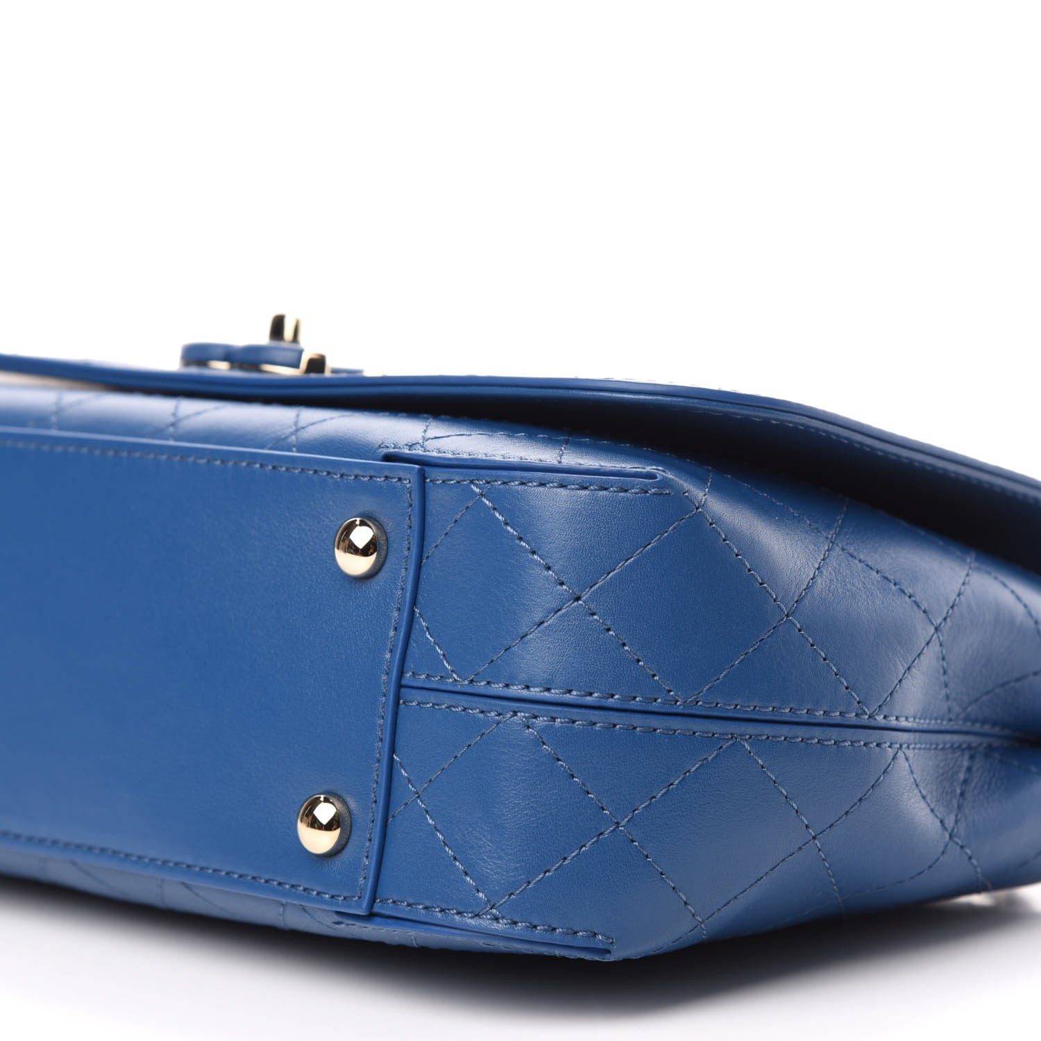 Chanel Calfskin Stitched Medium Covered CC Flap Bag Blue 7 of 12