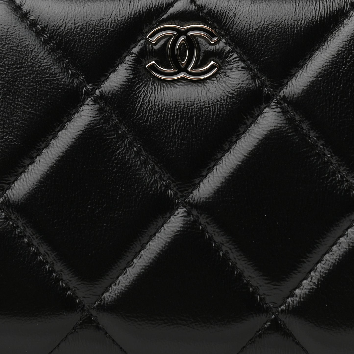 Shiny Lambskin Gusset Zip Around Waist Belt Wallet Black