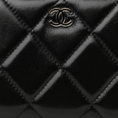 Chanel Shiny Lambskin Gusset Zip Around Waist Belt Wallet Black 8 of 13