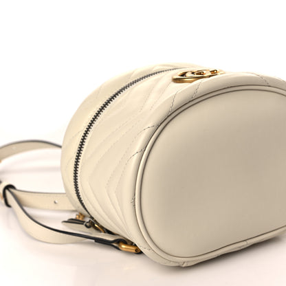 Gucci Calfskin Matelasse Mini GG Marmont Round Backpack White 8 of 11