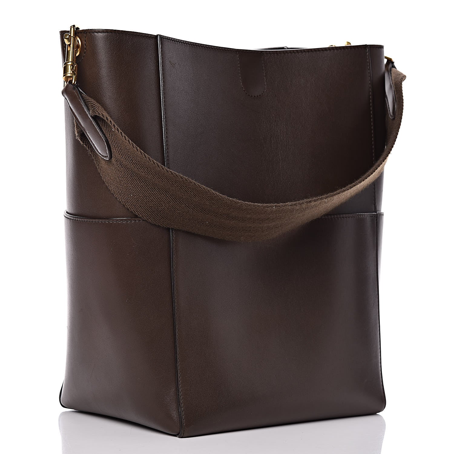 Celine Supersoft Calfskin Sangle Bucket Bag Wood 3 of 16