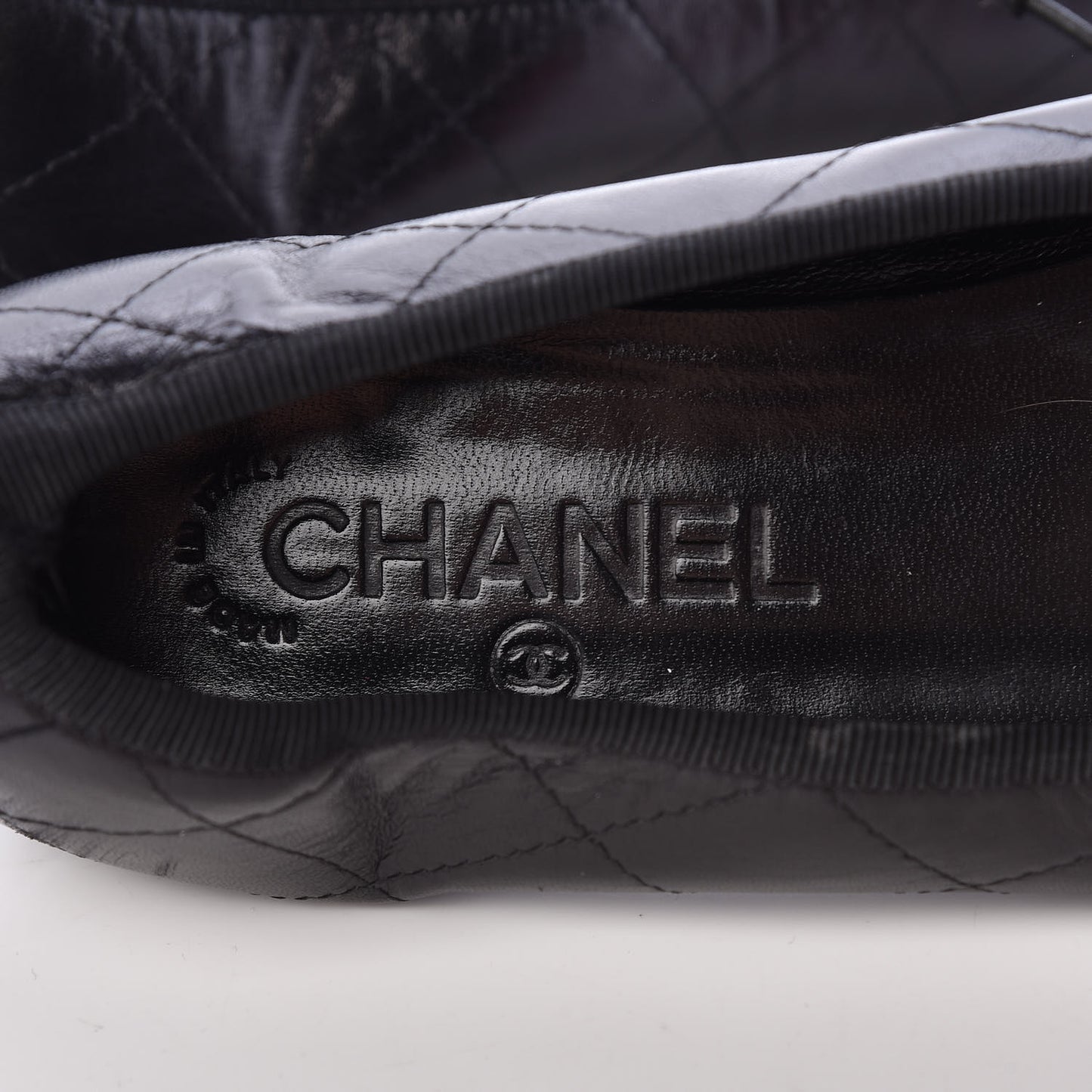 Lambskin Cambon Quilted Ballerina Flats 38 Black