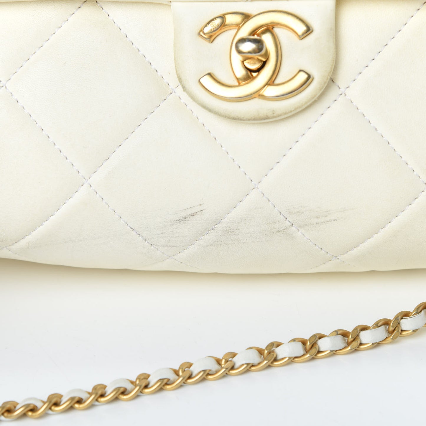 Lambskin Quilted Large Side-Packs White