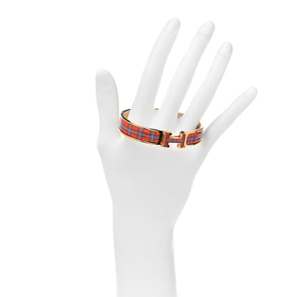 Hermes Enamel Narrow Clic Clac H Tartan Bracelet GM Tropique 2 of 5