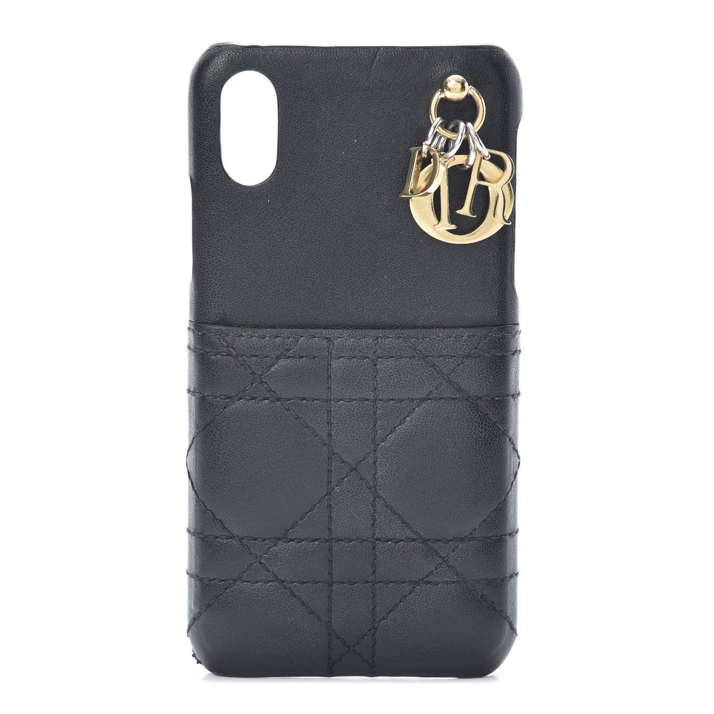 Lambskin Cannage Lady Dior Tech iPhone X XS Case Black