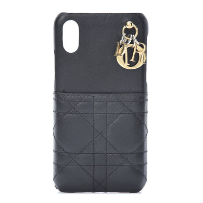 Christian Dior Lambskin Cannage Lady Dior Tech iPhone X XS Case Black 1 of 8