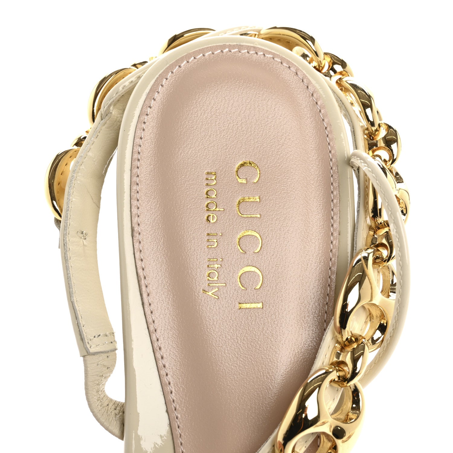 Gucci Vernice Crystal Lambskin Marina Ankle Wrap Sandals 37 New Ivoire 7 of 9
