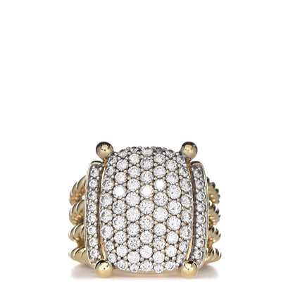 David Yurman 18K Yellow Gold Diamond 16mm Wheaton Ring 49 4.75 1 of 5