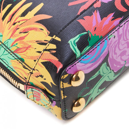 Gucci X KEN SCOTT New Shangai Calfskin Jenny Floral Print Mini Horsebit 1955 Top Handle Bag Black Pink 6 of 10