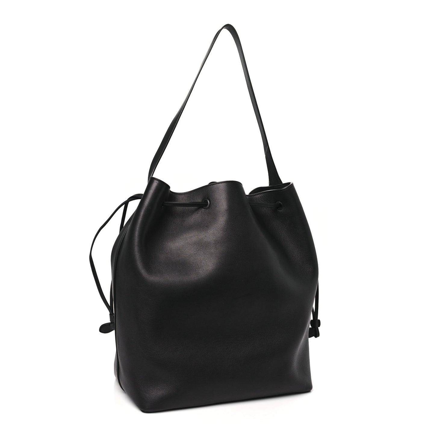 Saddle Calfskin Belvedere Bucket Bag Black