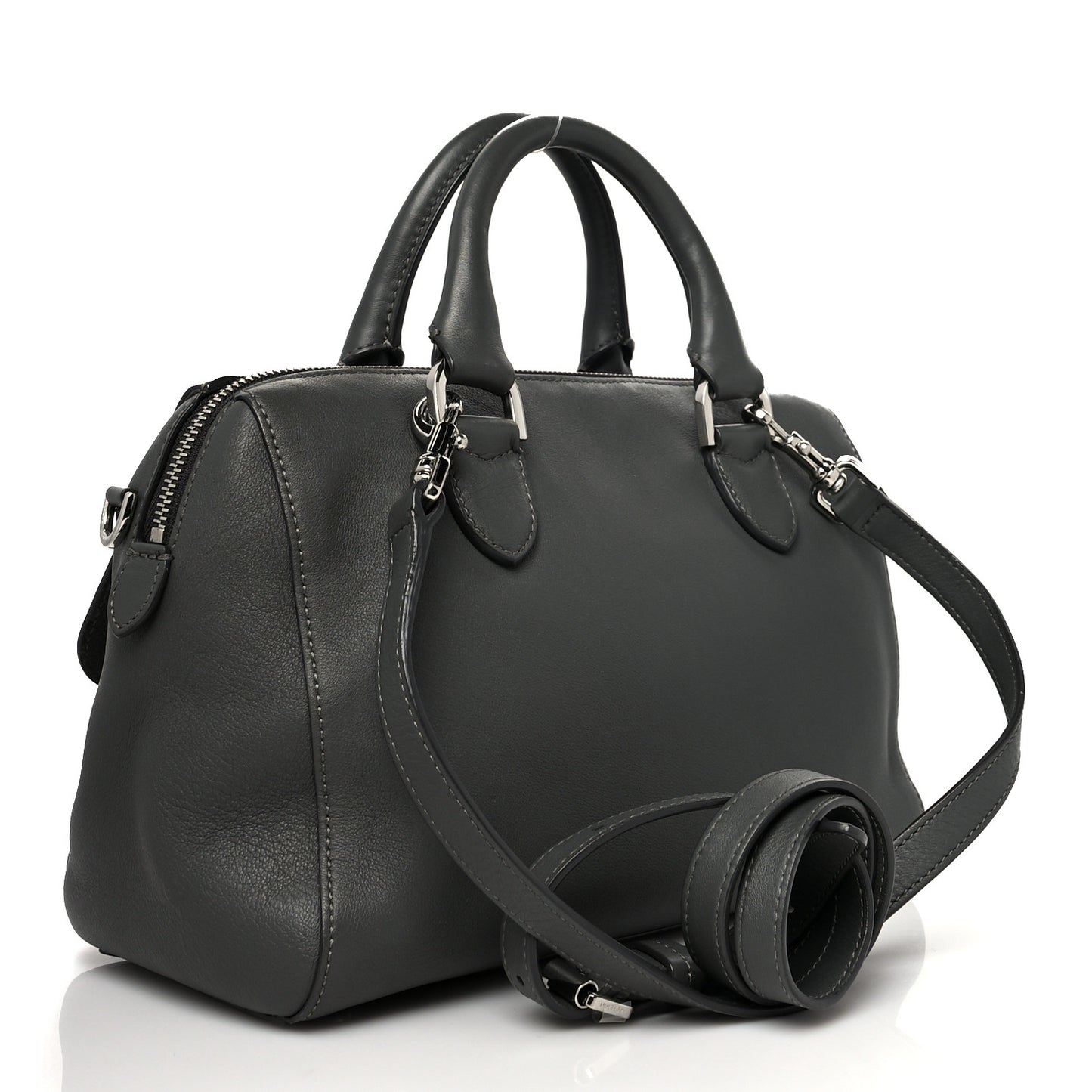 Glossy Goatskin Medium Del Rey Satchel Black