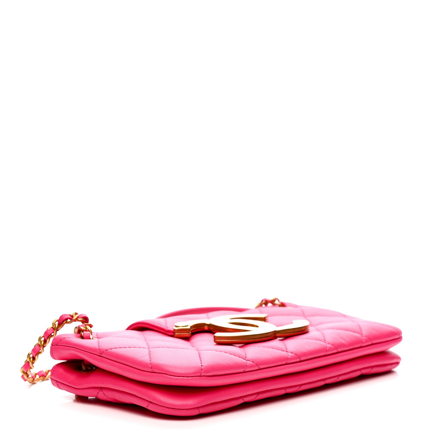 Lambskin Quilted Giant CC Baguette Bag Fuchsia