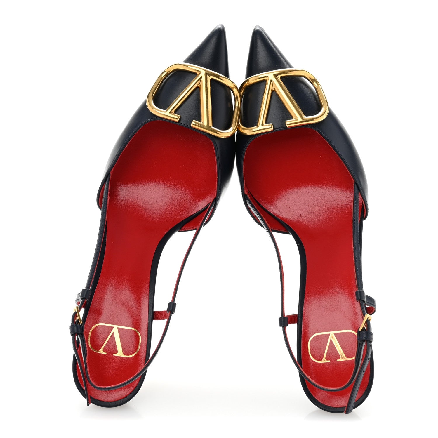 Valentino Garavani Calfskin Vlogo Slingback 80mm Pumps 37 Marine 2 of 11