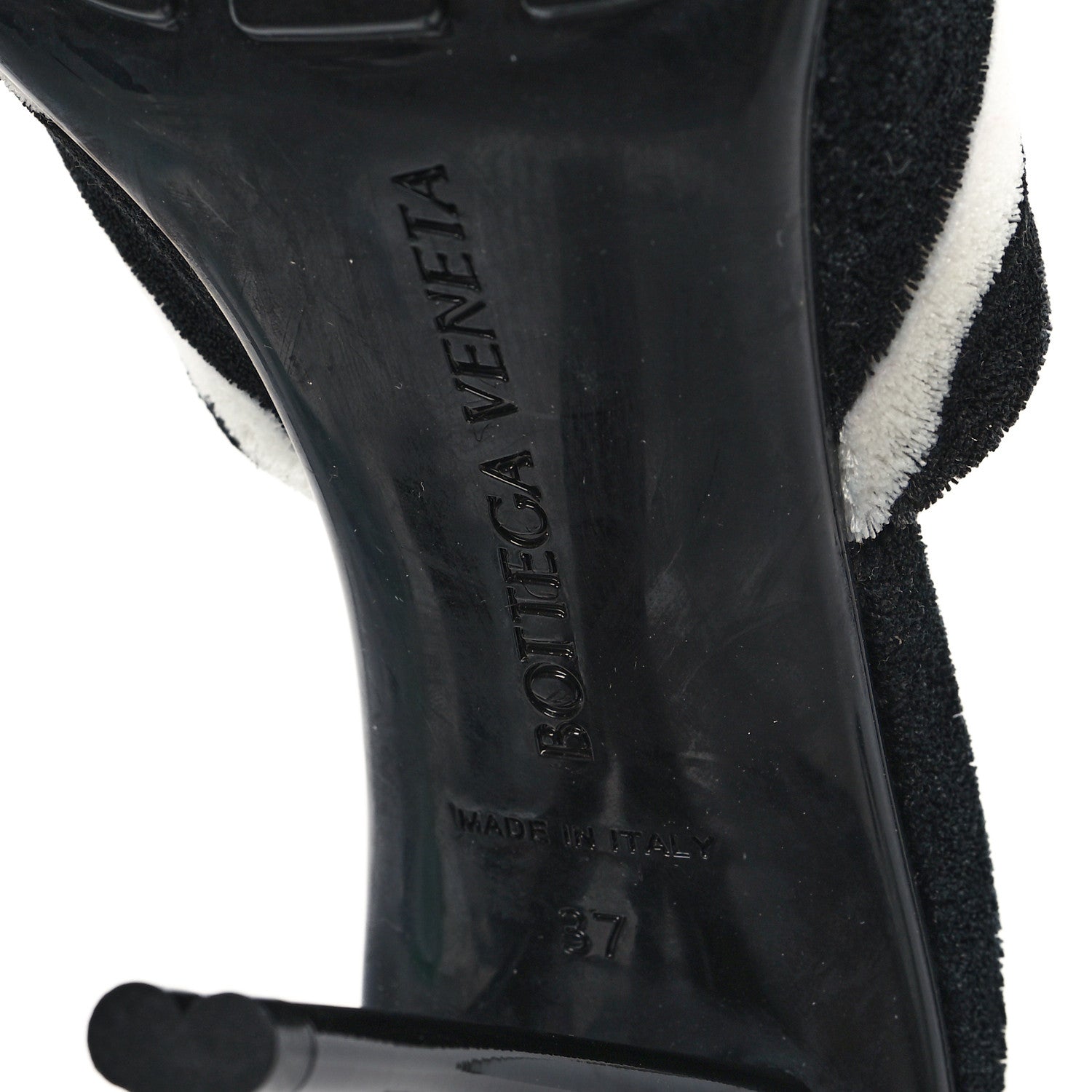 Bottega Veneta Microfiber Stretch Pose Mule Sandals 37 White Zebra 8 of 9