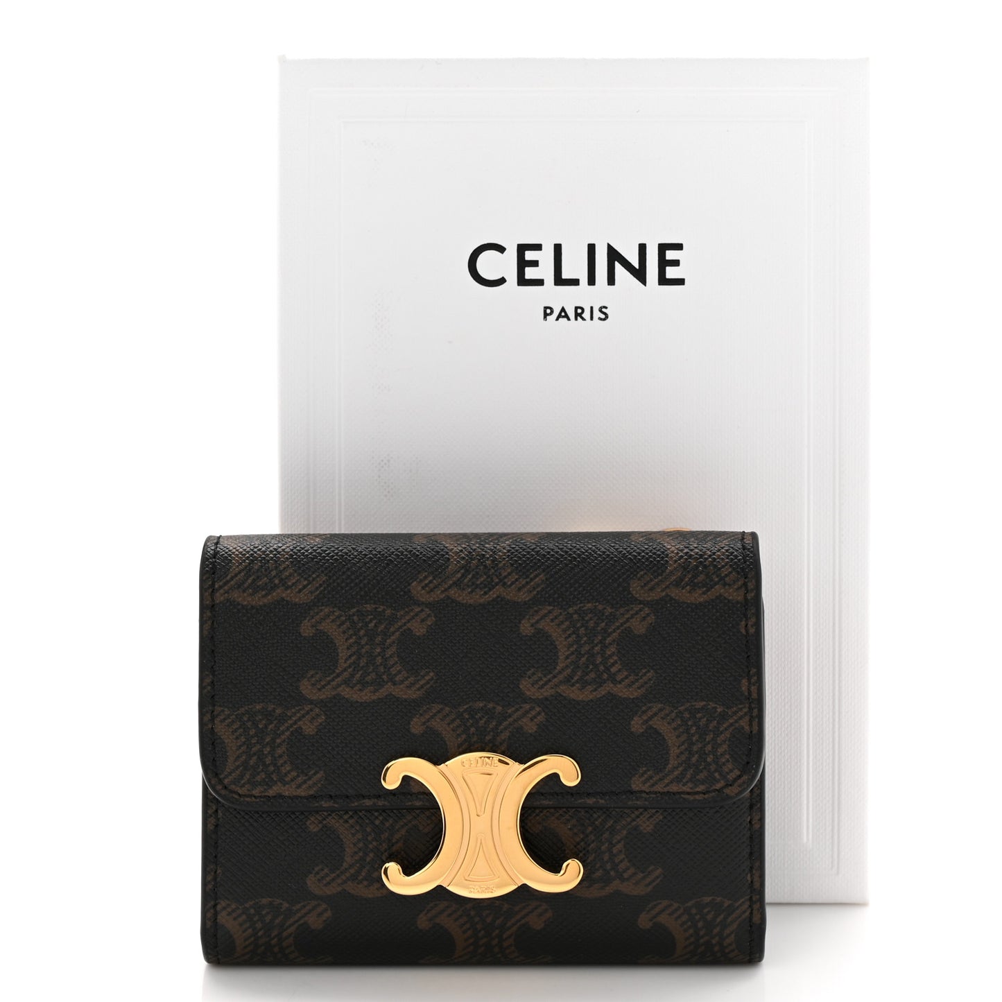 Canvas Triomphe Compact Triomphe Wallet With Coin Purse Tan