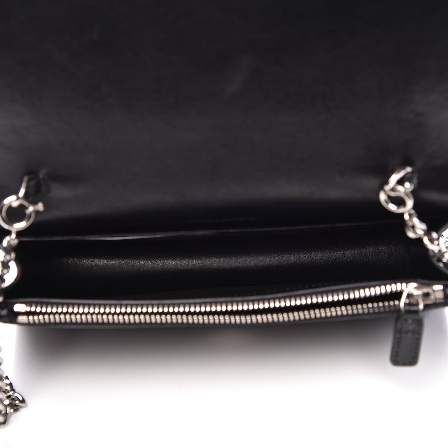 Calfskin Crocodile Embossed Kate Monogram Tassel Chain Wallet Black
