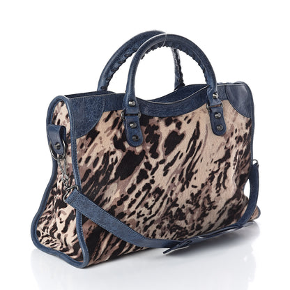 Balenciaga Agneau Pony Hair Leopard Print City Bleu Roi 3 of 9