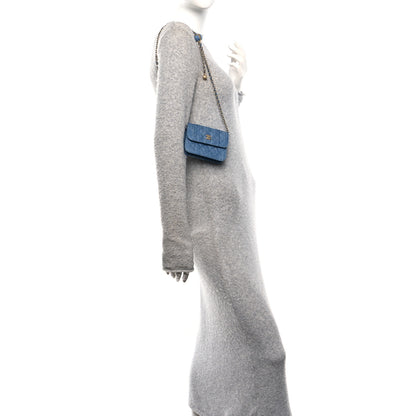 Chanel Denim Quilted CC Pearl Crush Clutch With Chain Blue Blue 2 of 12
