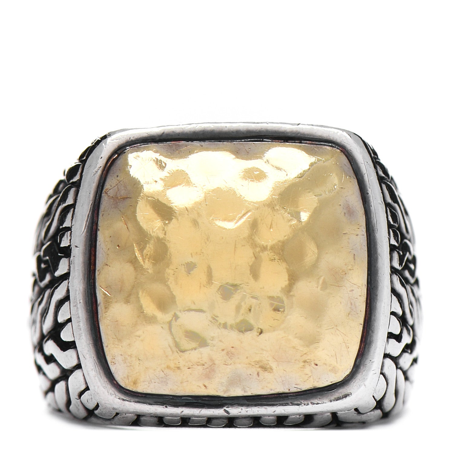 John Hardy Sterling Silver 22K Yellow Gold Palu Hammered Ring 61 9.5 1 of 4