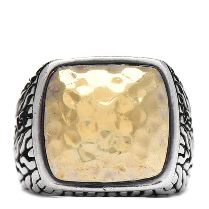 John Hardy Sterling Silver 22K Yellow Gold Palu Hammered Ring 61 9.5 1 of 4
