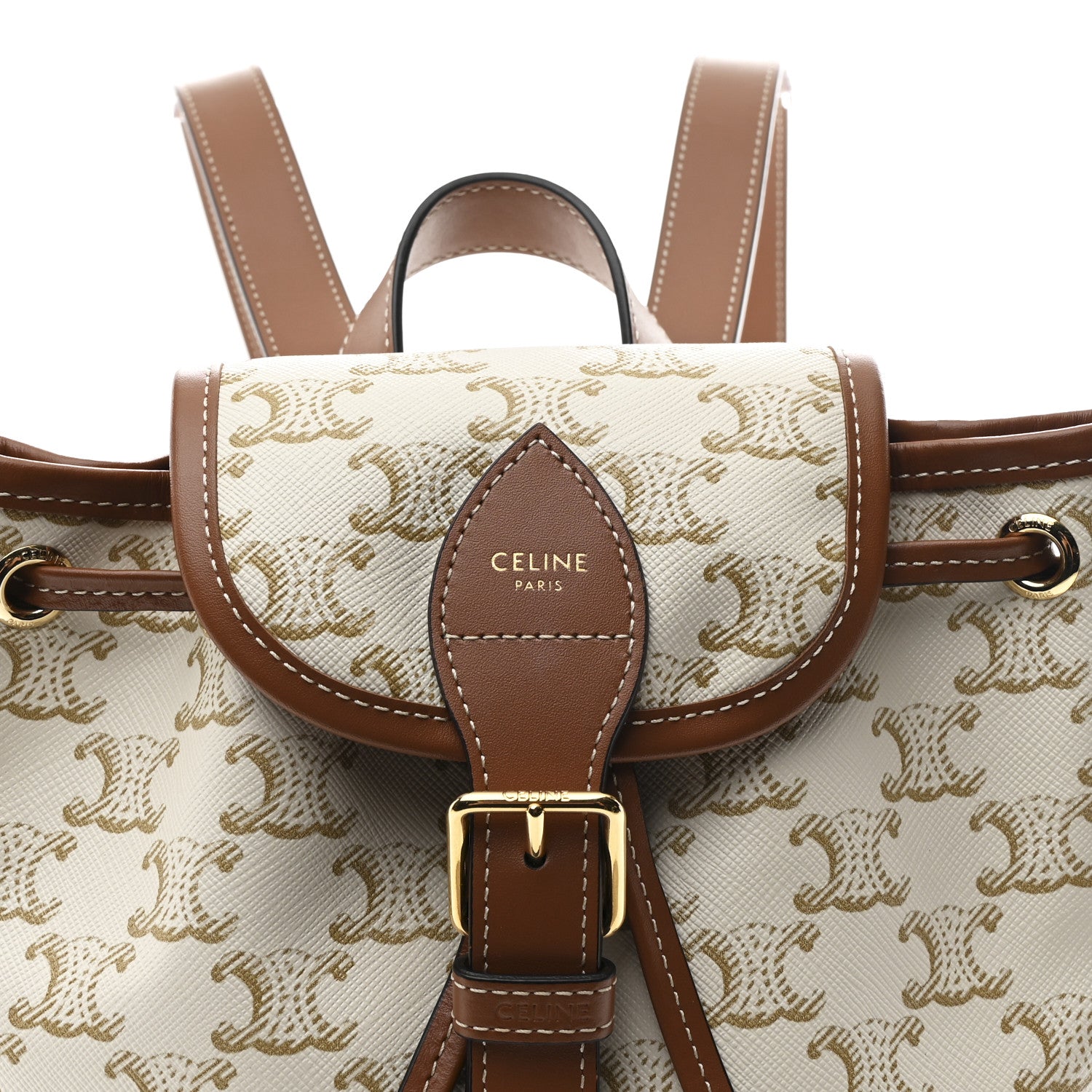 Celine Triomphe Canvas Calfskin Mini Folco Backpack White 1846094