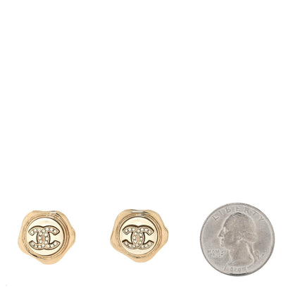 Chanel Metal Resin Crystal CC Earrings Gold 2 of 4