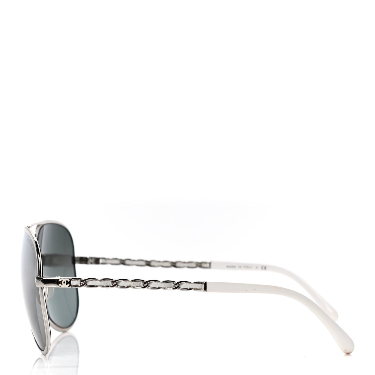 Lambskin Aviator Chain Sunglasses 4194-Q White
