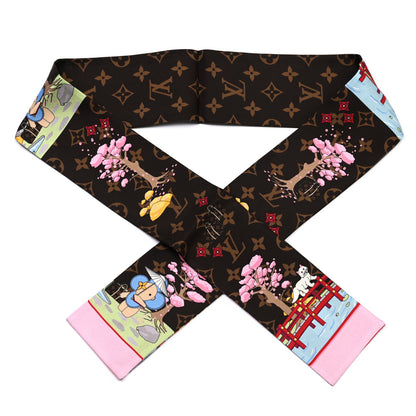 Louis Vuitton Silk Monogram 2021 Christmas Animation Japanese Garden Bandeau Marron 1 of 3