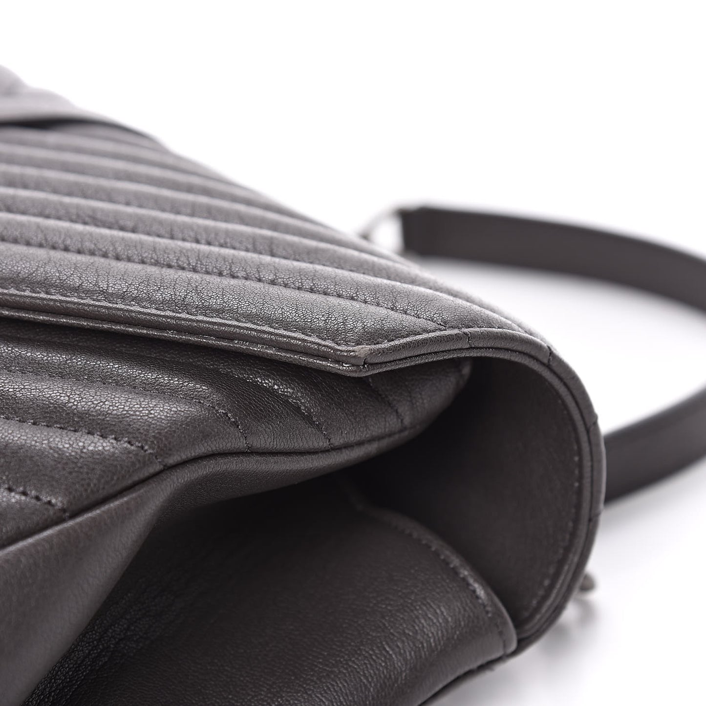 Sheepskin Matelasse Chevron Monogram Large College Satchel Dark Anthracite