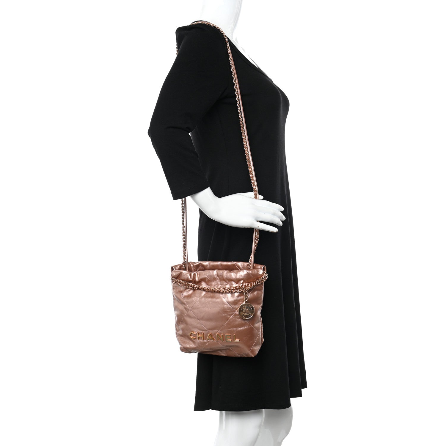 Chanel Metallic Calfskin Quilted Mini Chanel 22 Copper 2 of 12