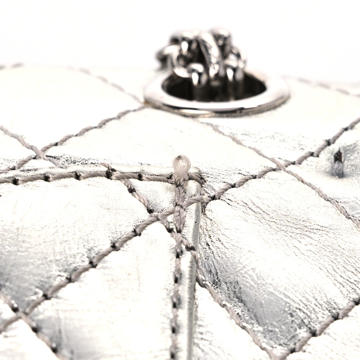 Metallic Aged Calfskin Quilted 2.55 Reissue 224 Flap Silver