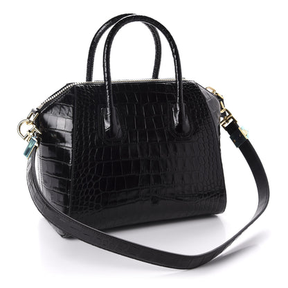 Givenchy Calfskin Crocodile Embossed Small Antigona Black 3 of 10