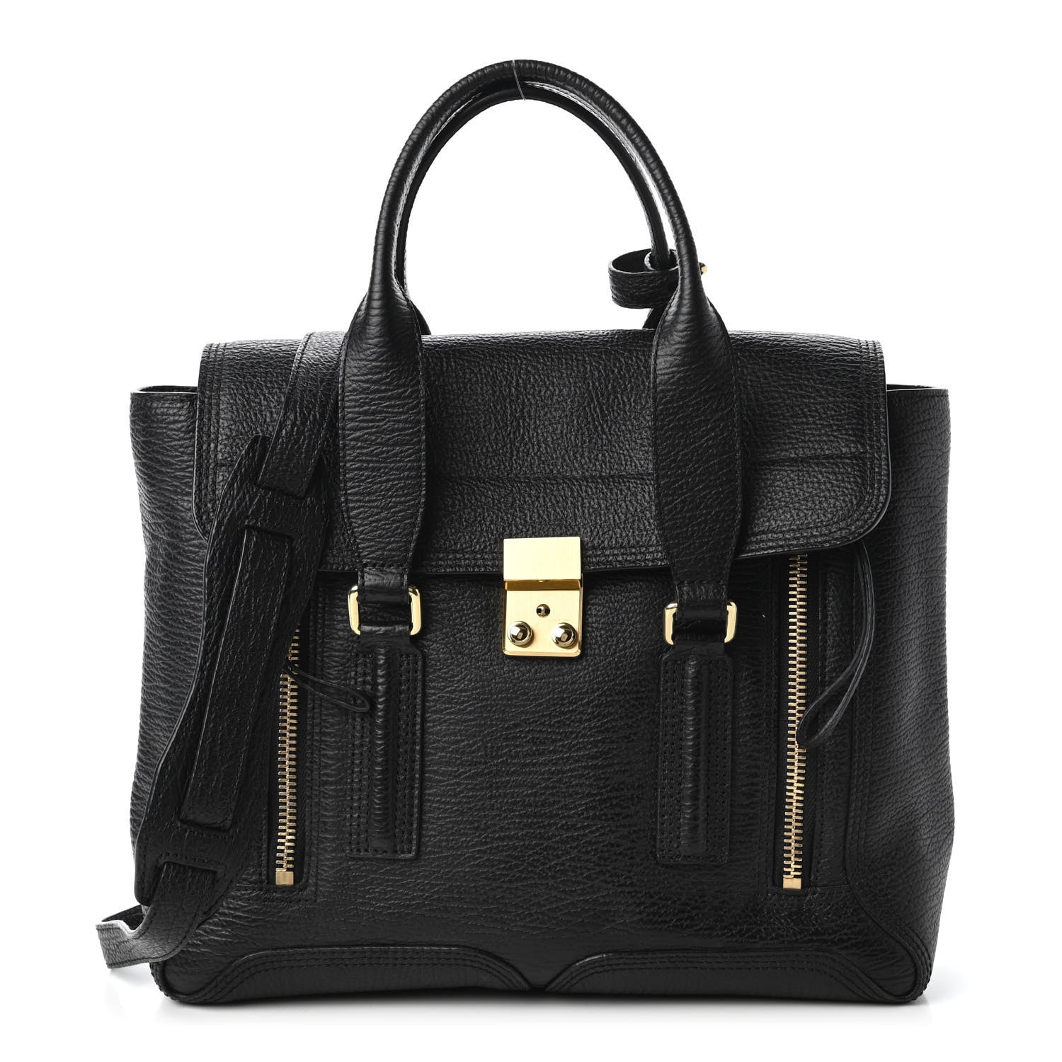 3.1 Phillip Lim Textured Calfskin Medium Pashli Satchel Black 1 of 10