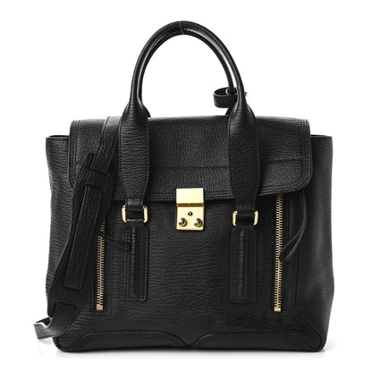 3.1 Phillip Lim Textured Calfskin Medium Pashli Satchel Black 1 of 10