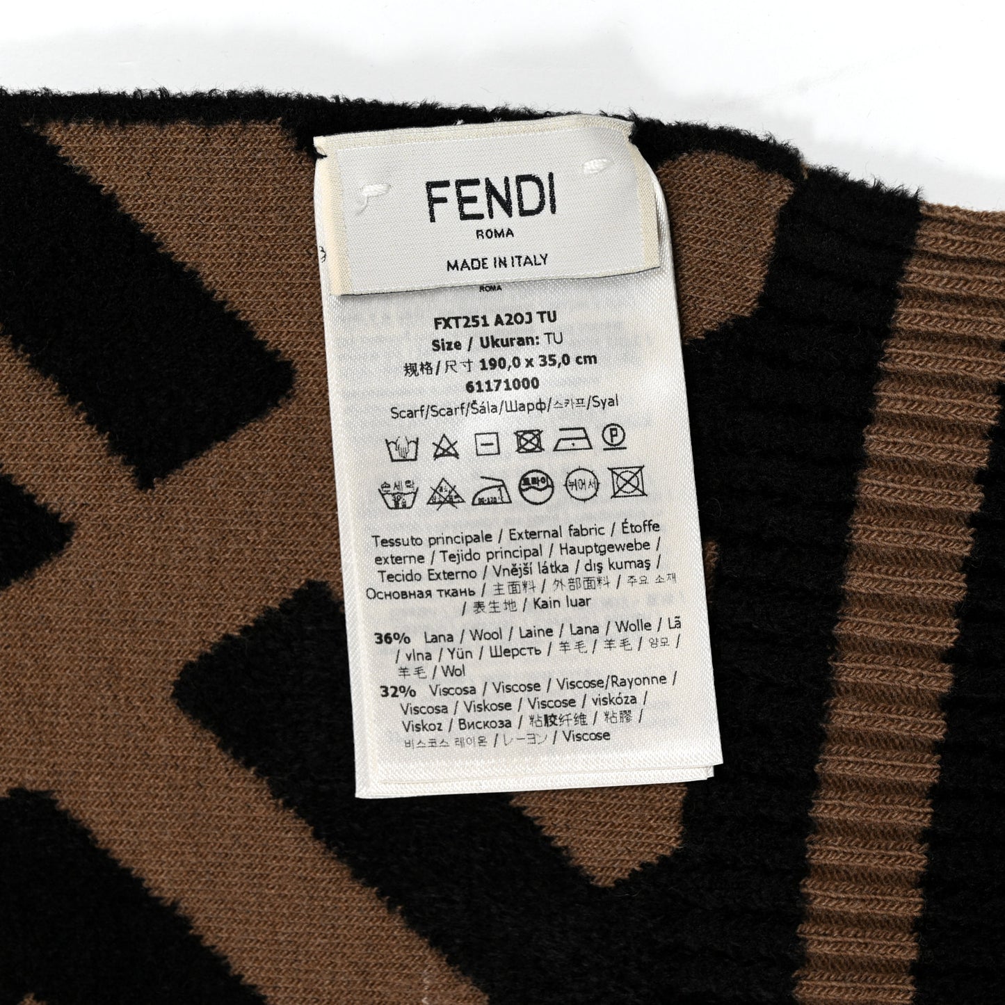 Wool FF Scarf Brown Black