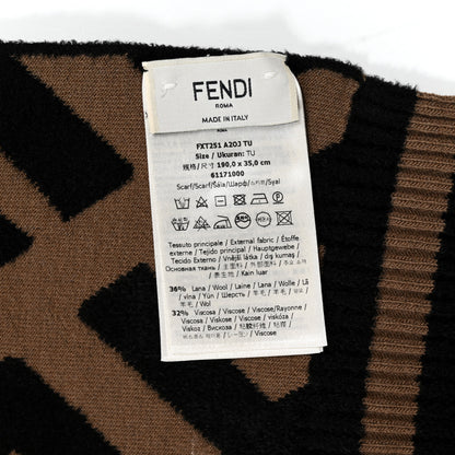 Fendi Wool FF Scarf Brown Black 3 of 3