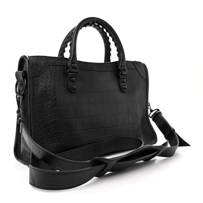 Balenciaga Matte Supple Lambskin Crocodile Embossed Classic Black Hardware S City Black 3 of 16
