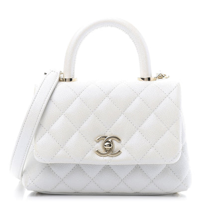 Chanel Iridescent Caviar Quilted Extra Mini Coco Handle Flap Ivory 1 of 11