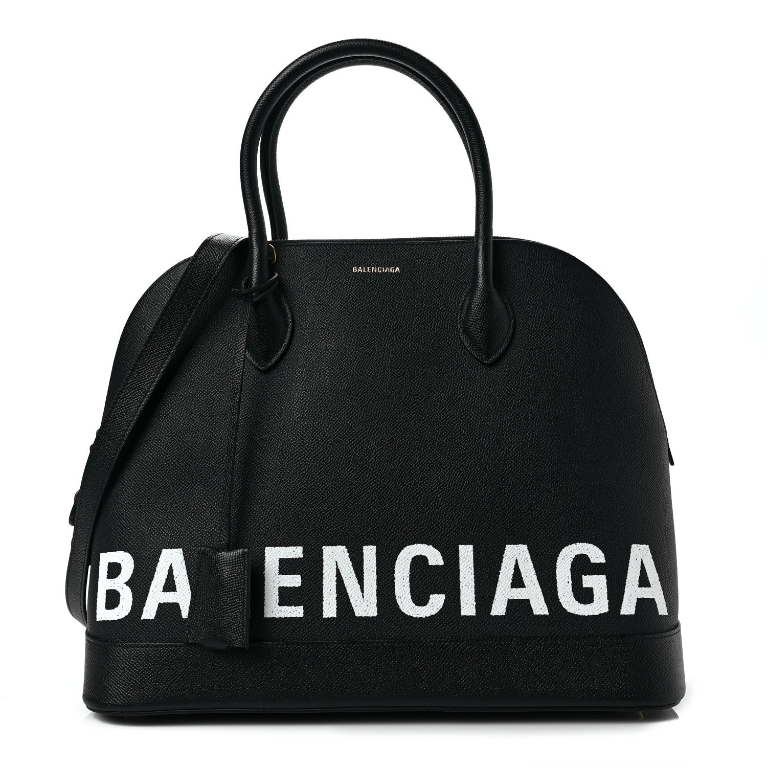 Balenciaga Signature Grained Calfskin Logo M Ville Top Handle Bag Black 1 of 8