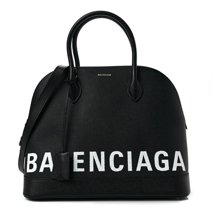 Balenciaga Signature Grained Calfskin Logo M Ville Top Handle Bag Black 1 of 8