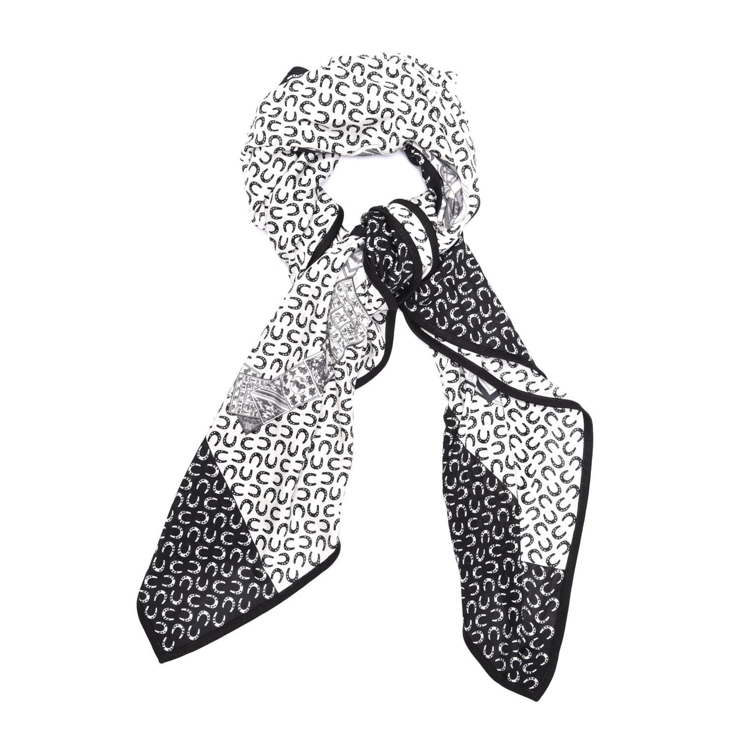 Silk A Cheval Sur Mon Carre Scarf 90 Black White