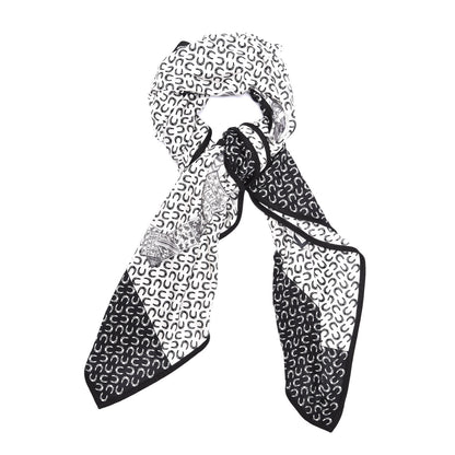 Hermes Silk A Cheval Sur Mon Carre Scarf 90 Black White 2 of 6
