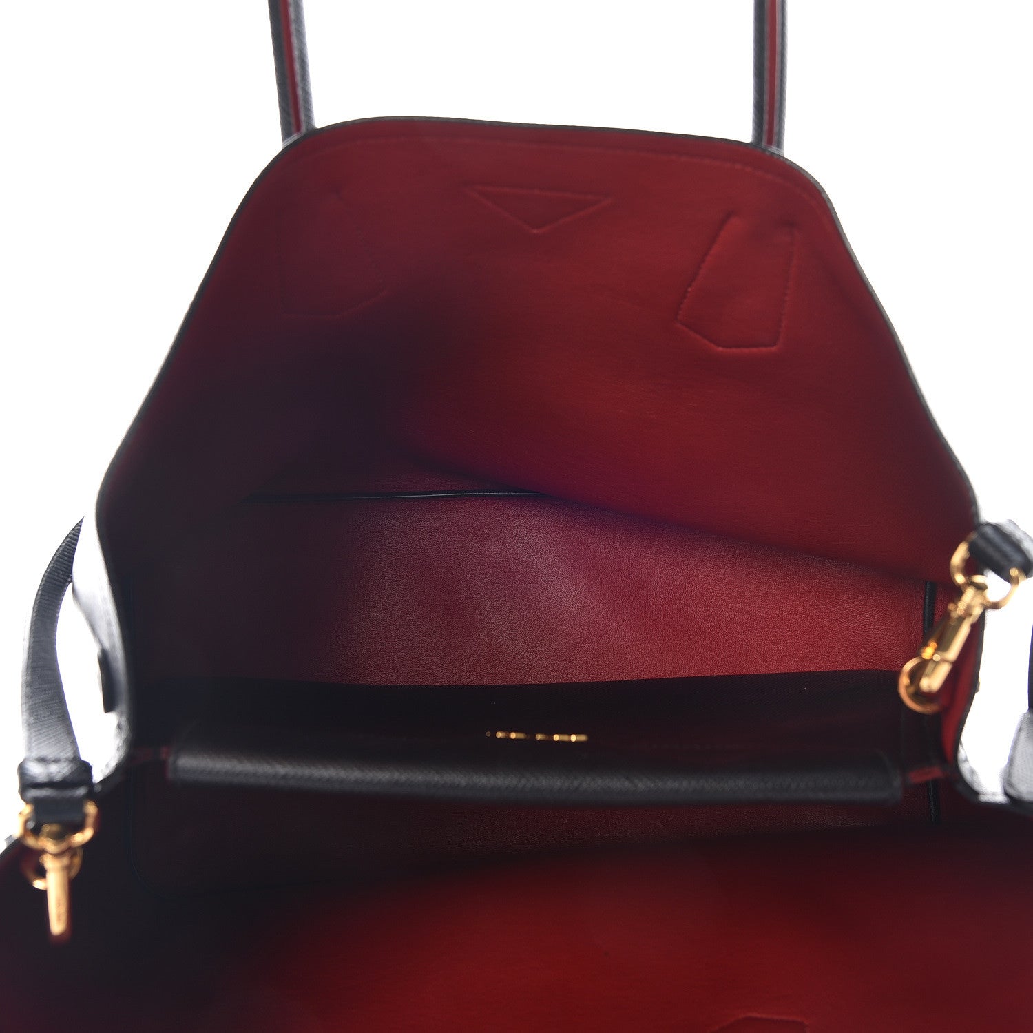 Prada Saffiano Cuir Large Double Bag Black Fuoco 8 of 18