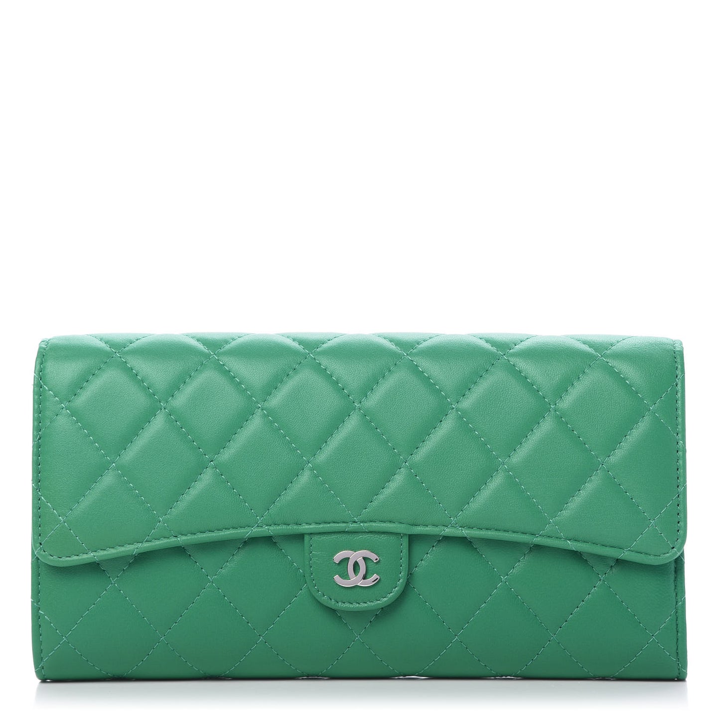 Lambskin Quilted Travel Wallet Green