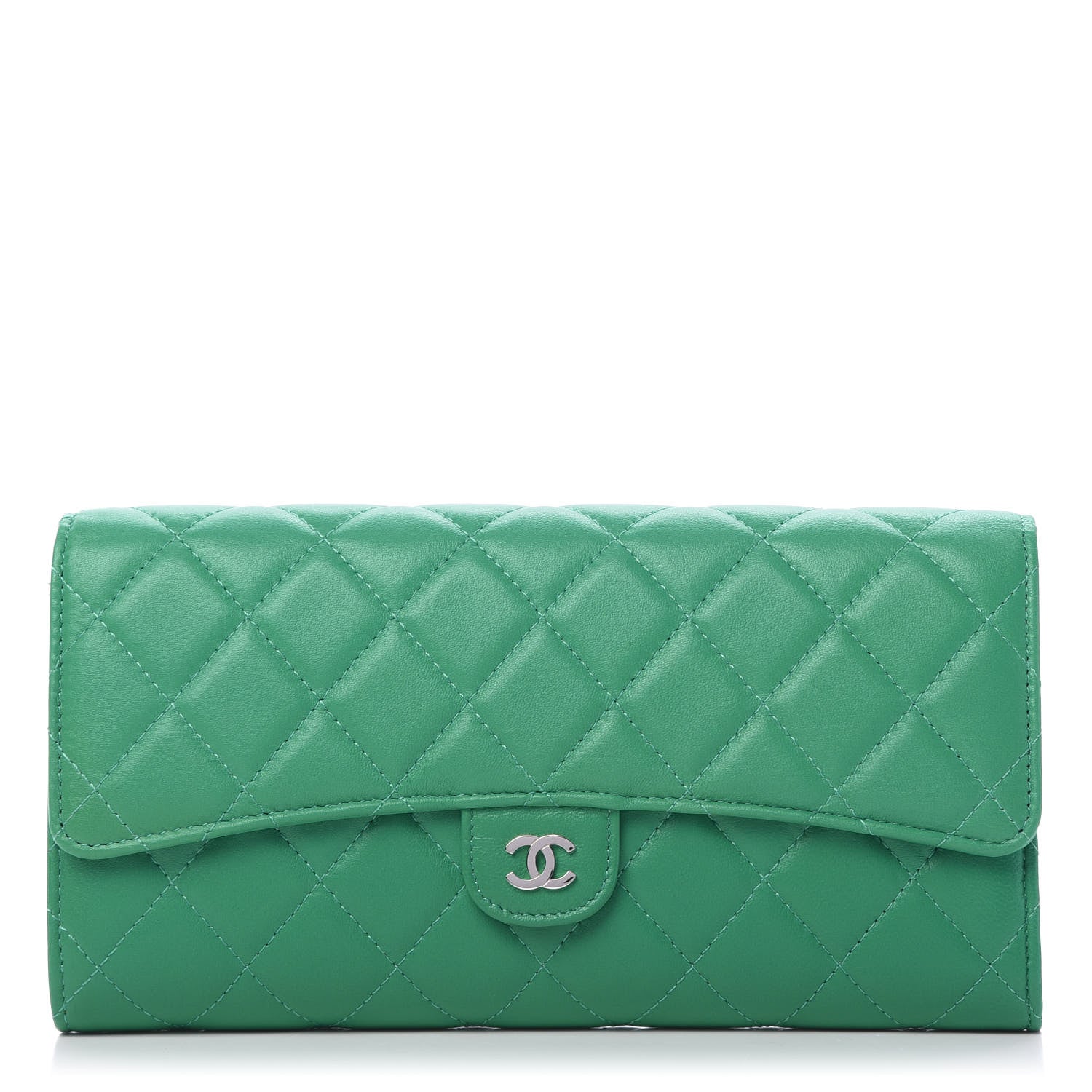 Chanel Lambskin Quilted Travel Wallet Green 1 of 9