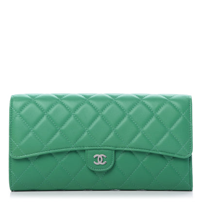 Chanel Lambskin Quilted Travel Wallet Green 1 of 9