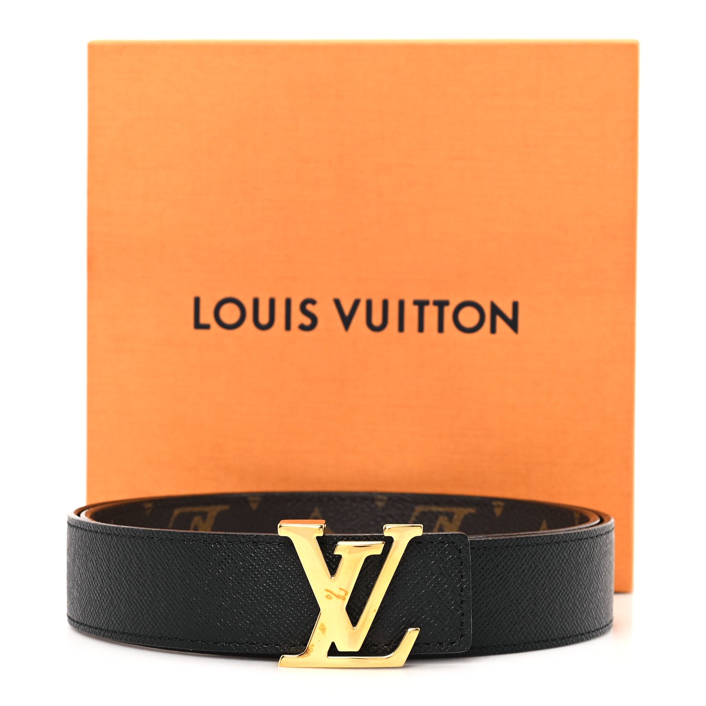 Calfskin Monogram 30mm LV Initiales Reversible Belt 80 32 Black