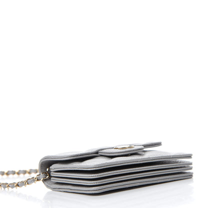 Chanel Caviar Quilted Flap Card Holder On Chain Grey 4 of 12